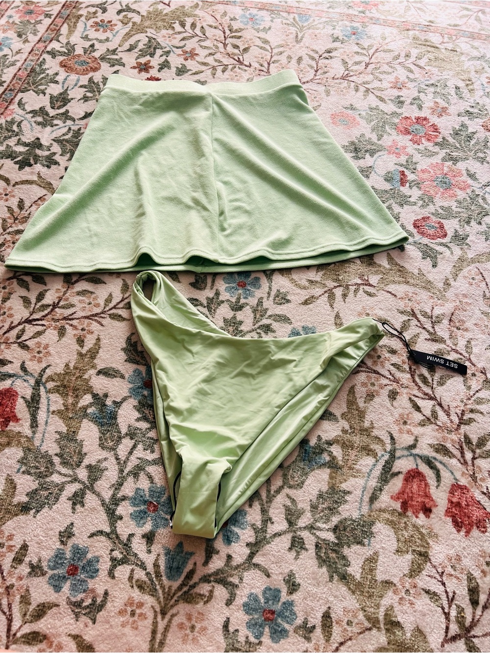 Set Active Swim Terry Skirt and Bikini Bottom Green NWT